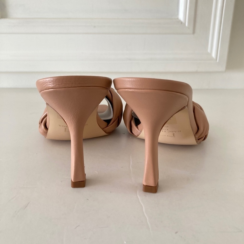 NWOT Mark Fisher Anthropologie Puffy Square Toe Heels Neutral Leather Sz 8.5 - Picture 6 of 8